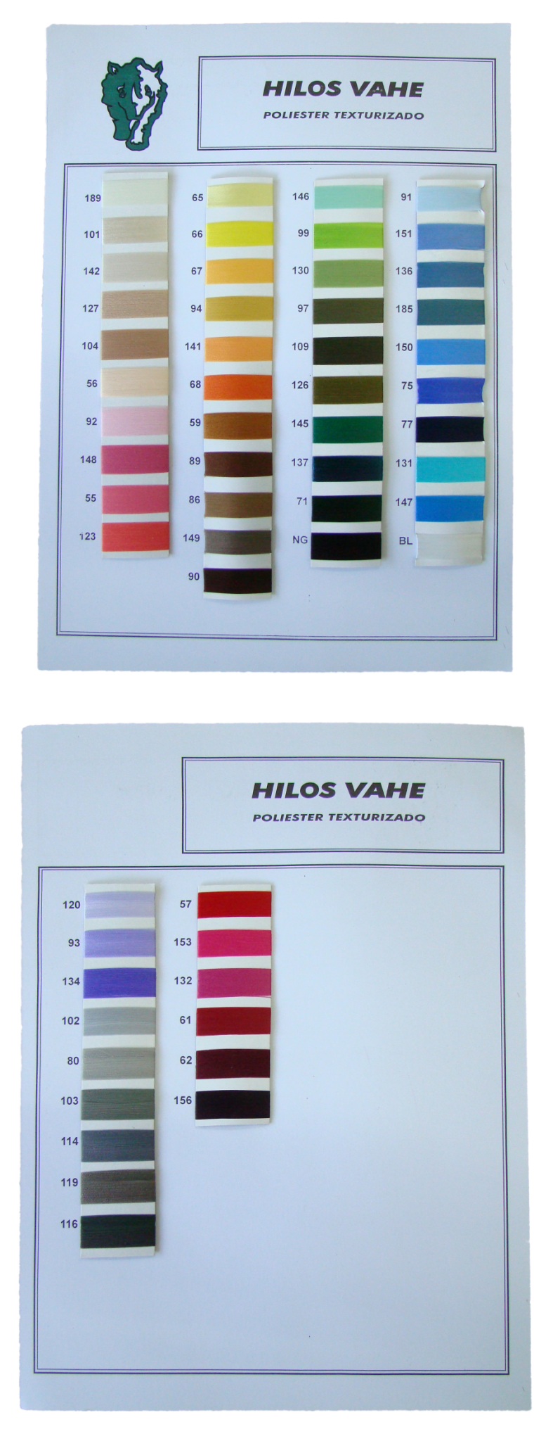 Carta de colores Poliester Texturizado  Hilos Vahe  Fabrica de hilos